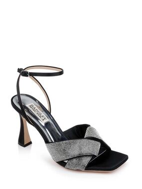 Badgley Mischka Black Crystal-Embellished Ankle-Strap Sandals
